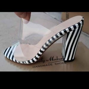 NEW Clear Sandals 4.5 inch Block Heels Size 9